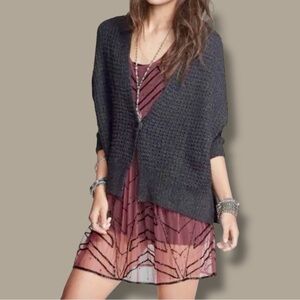 Free People ‘Breeze’ Chunky Wool-Blend Cardigan in Charcoal Gray Size Medium